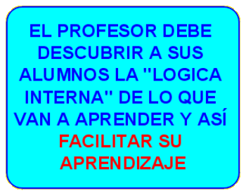 El profesor debe descubrir a sus alumnos la lógica interna de lo que van a aprender y así facilitar su aprendizaje